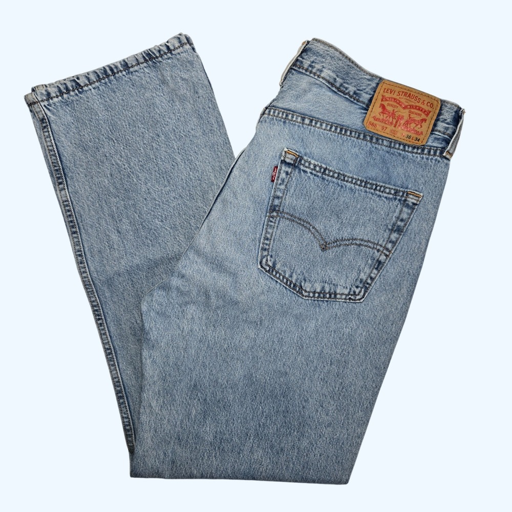 Levis 565 97 Loose Straight Leg Jeans Mens 36x34 (Fits 32" Inseam) Light Wash